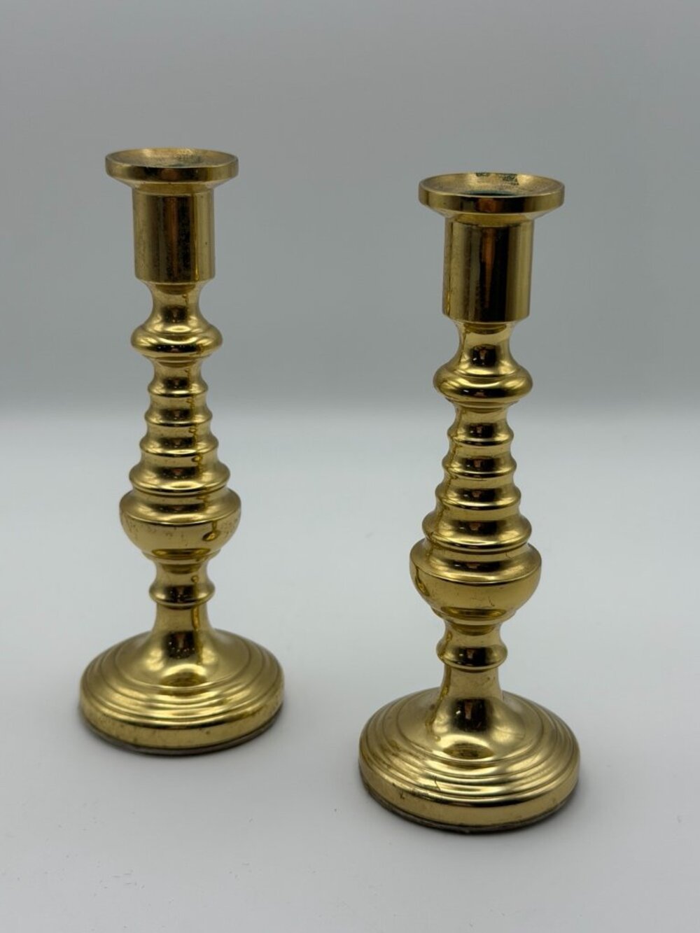Vintage Baldwin Brass Beehive Candlestick Holder Pair Ornate tapered